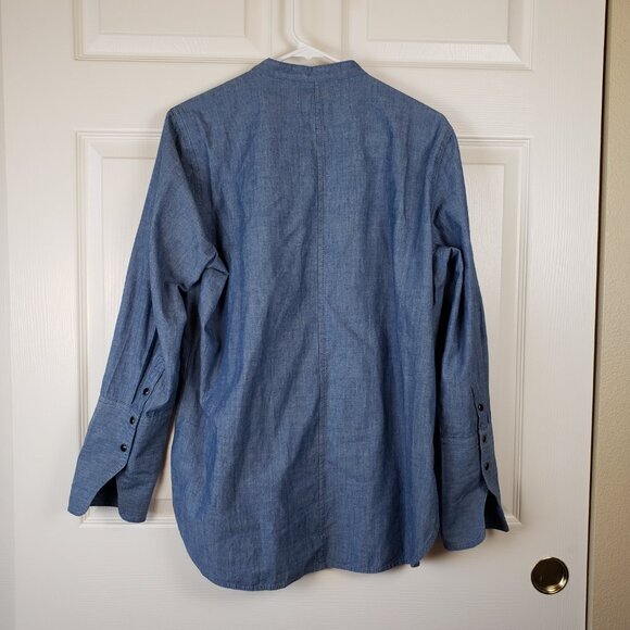 J. Crew Classic Fit Chambray Tuxedo Popover Long sleeve Shirt Size 10 - Picture 5 of 6